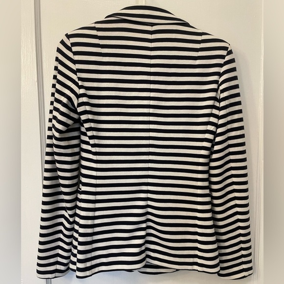 MaxMara Weekend Elica Stripe Jersey Jacket Navy White Lightweight Cotton Blazer - Picture 2 of 5